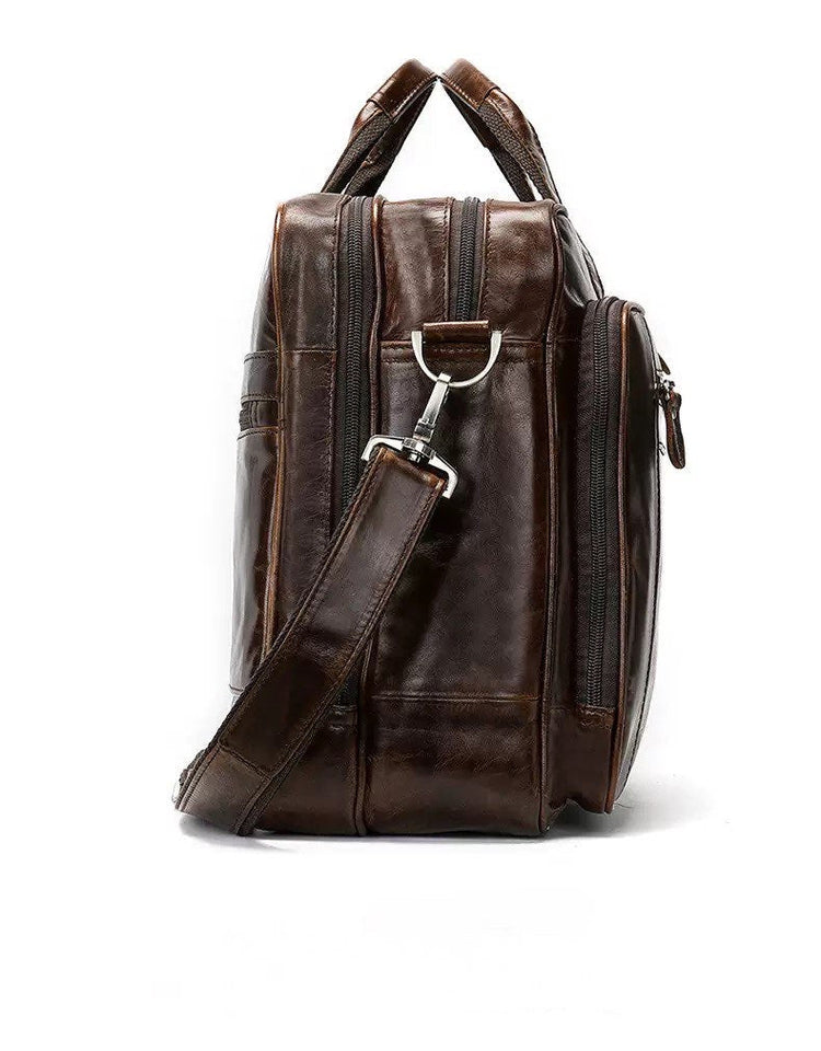 Rossie Viren Vegetable Brown Large Double Zip Briefcase-4