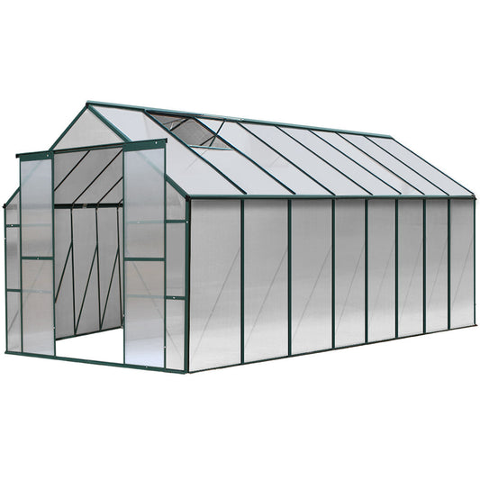 NNEDSZ Aluminium Greenhouse Polycarbonate Green House Garden Shed 5.1x2.44M-0