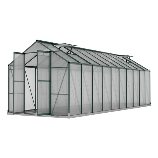 NNEDSZ Greenfingers Greenhouse 6.3x2.44x2.1M Aluminium Polycarbonate Green House Garden Shed-0