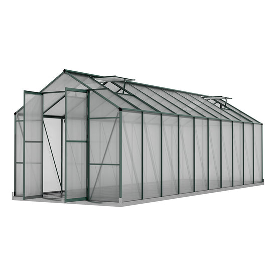 NNEDSZ Greenfingers Greenhouse 6.3x2.44x2.1M Aluminium Polycarbonate Green House Garden Shed-0