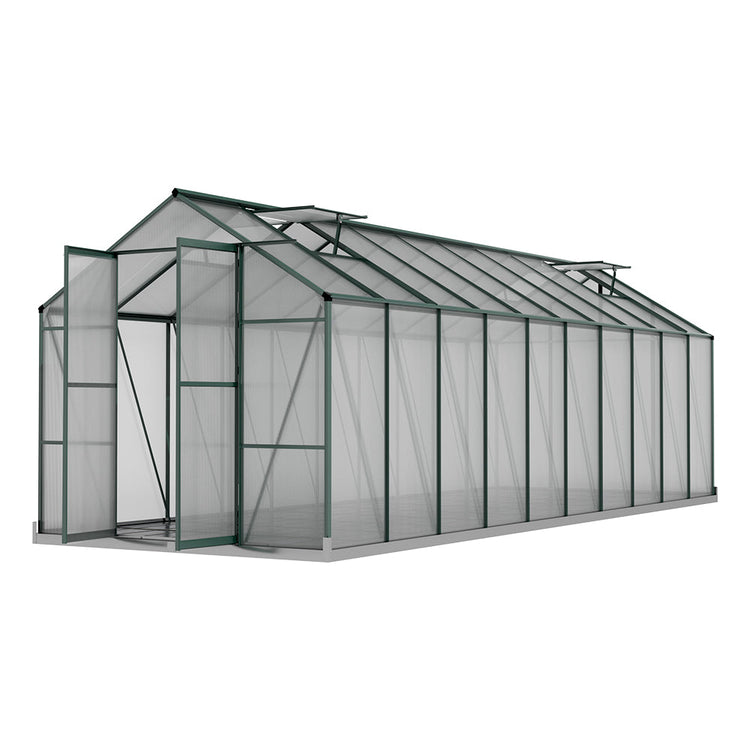 NNEDSZ Greenfingers Greenhouse 6.3x2.44x2.1M Aluminium Polycarbonate Green House Garden Shed-0
