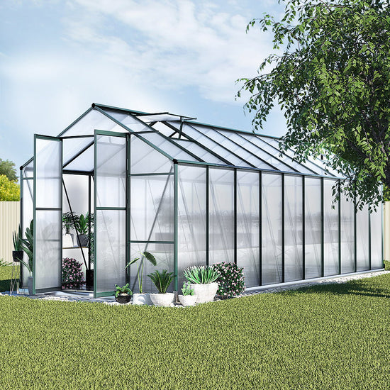 NNEDSZ Greenfingers Greenhouse 6.3x2.44x2.1M Aluminium Polycarbonate Green House Garden Shed-4