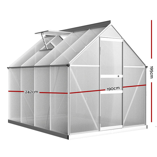 NNEDSZ Greenfingers Greenhouse Aluminium Green House Polycarbonate Garden Shed 2.4x1.9M-1