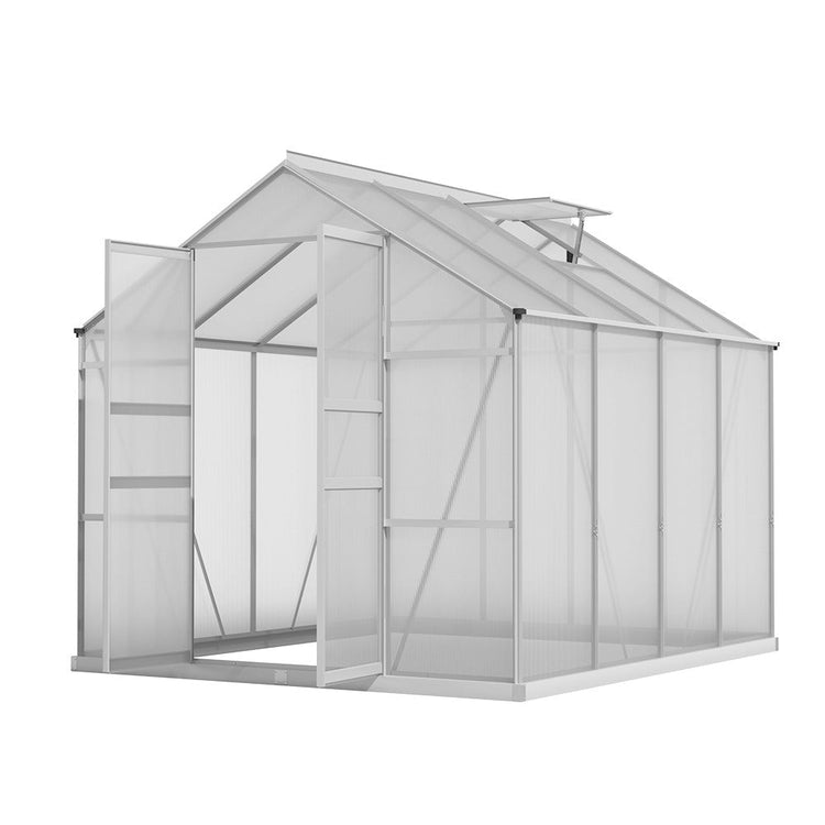 NNEDSZ Greenfingers Aluminium Greenhouse Green House Polycarbonate Garden Shed 2.4x2.5M-0