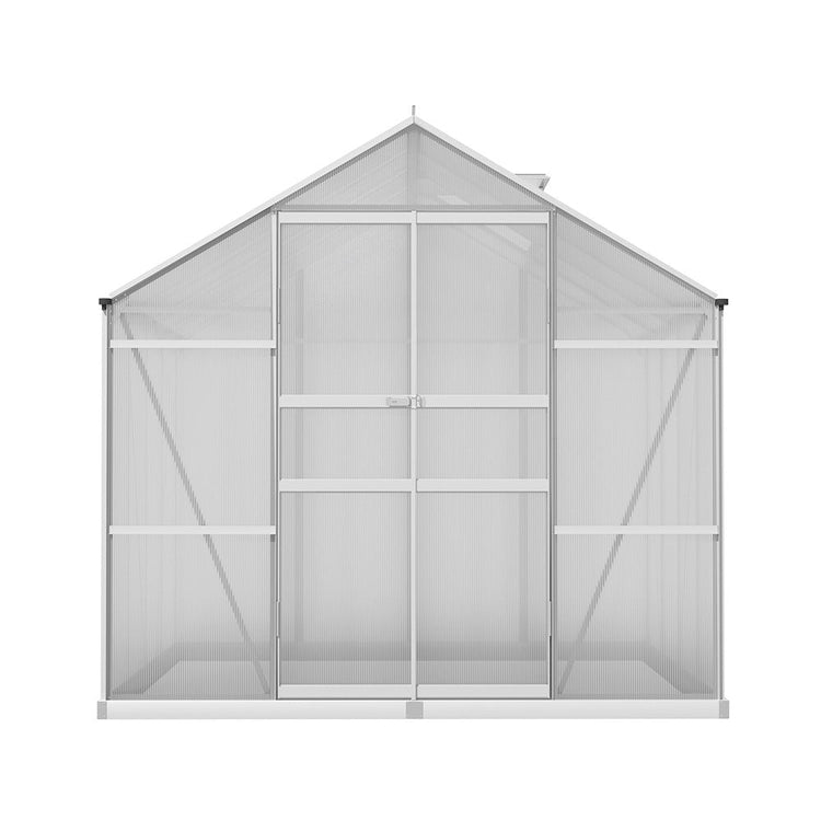 NNEDSZ Greenfingers Aluminium Greenhouse Green House Polycarbonate Garden Shed 2.4x2.5M-3
