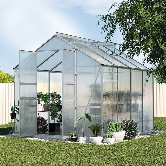 NNEDSZ Greenfingers Aluminium Greenhouse Green House Polycarbonate Garden Shed 2.4x2.5M-4