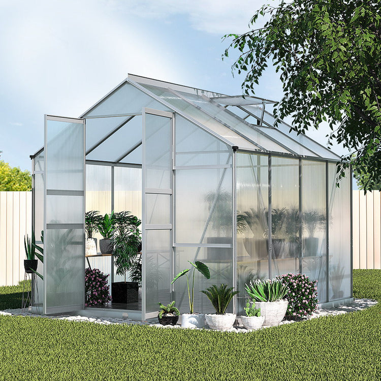 NNEDSZ Greenfingers Aluminium Greenhouse Green House Polycarbonate Garden Shed 2.4x2.5M-4
