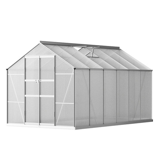 NNEDSZ Greenfingers Greenhouse 3x2.5x2.26M Double Doors Aluminium Green House Garden Shed-0
