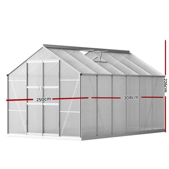 NNEDSZ Greenfingers Greenhouse 3x2.5x2.26M Double Doors Aluminium Green House Garden Shed-1