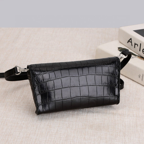 Genuine Crocodile Skin Leather Mini Cross Body Bag, Crocodile Leather Phone Bag-3