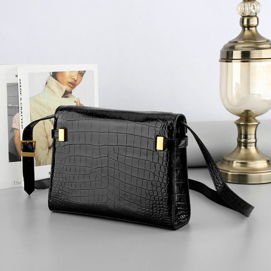 Genuine Crocodile Skin Leather Cross Body Small Shoulder Square Bag-3