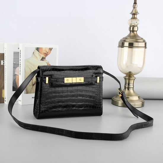 Genuine Crocodile Skin Leather Cross Body Small Shoulder Square Bag-1