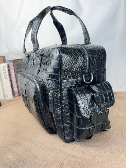Crocodile Leather Shopper Business Handbag-4