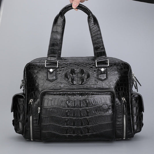 Crocodile Leather Shopper Business Handbag-0
