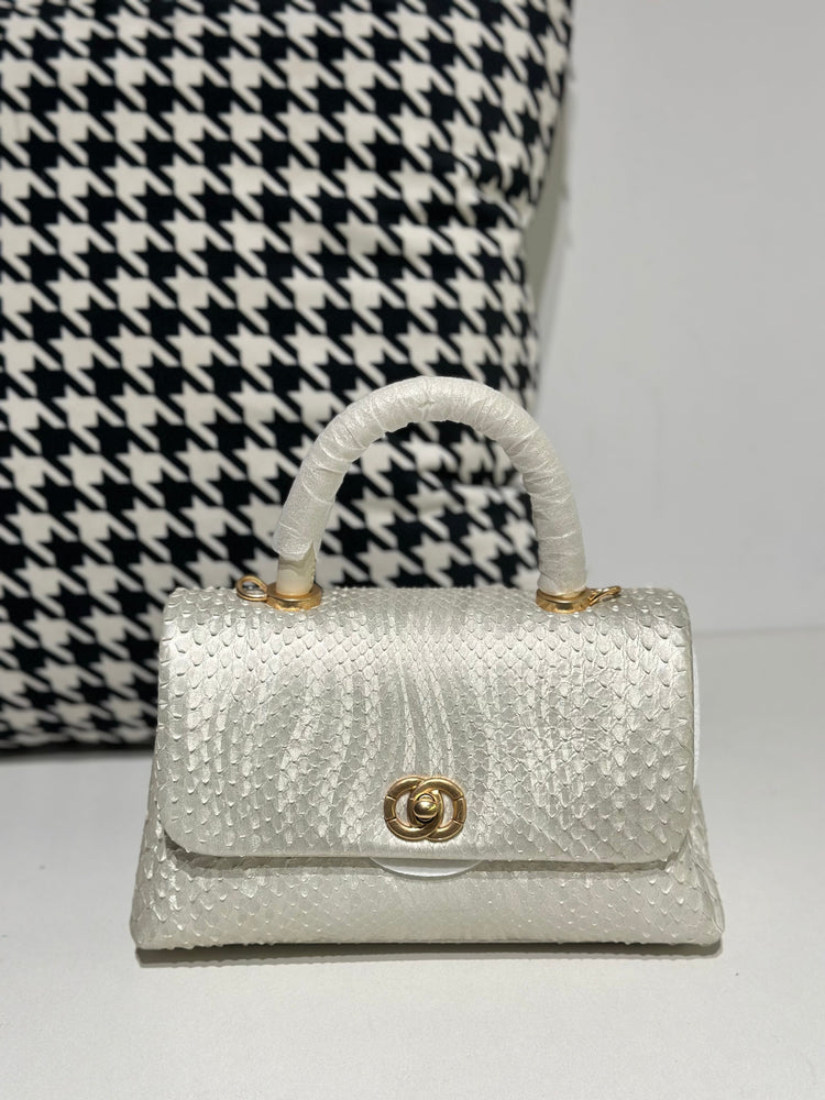 Genuine Python Skin Leather Top Handle Cross Body Bags-6