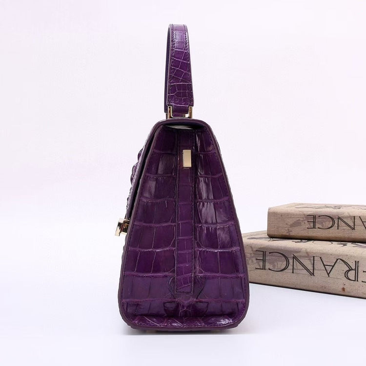 Genuine Crocodile Skin Bone Leather Top Handle Bags-2