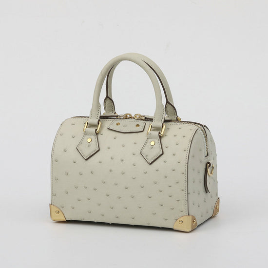 Womens Genuine Ostrich Skin Leathe Top Handle Pillow Bag-3