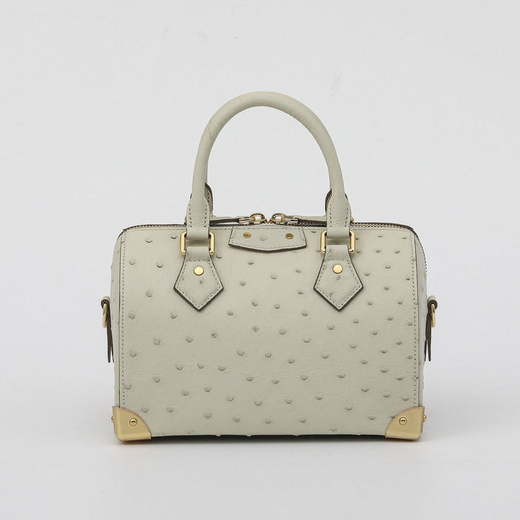 Womens Genuine Ostrich Skin Leathe Top Handle Pillow Bag-1