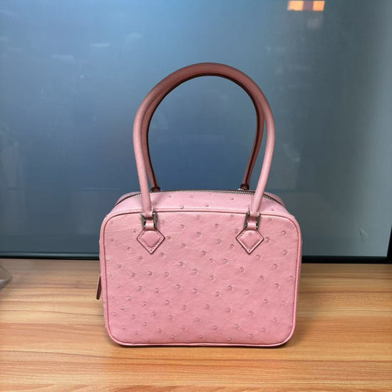 Womens Genuine Ostrich Skin Leathe Top Handle Bag-4