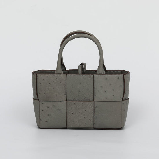Genuine Ostrich Leather Mini Woven Satchel Top Handle Bag-1