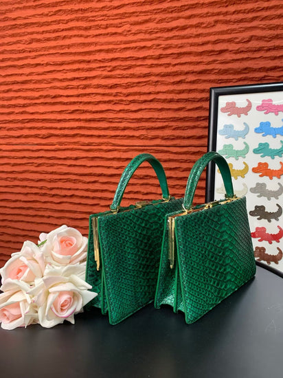 Genuine Python Leather Top Handle Bag-2