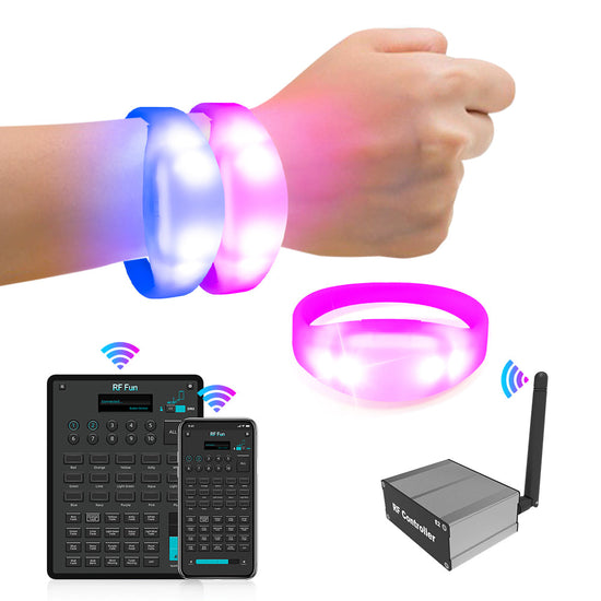 APP Controlled LED Bracelets Pulsera LED for Small Parties, Wedding, Birthday Party, Aniversary（100 PCS + Mini APP Transmitter)-4