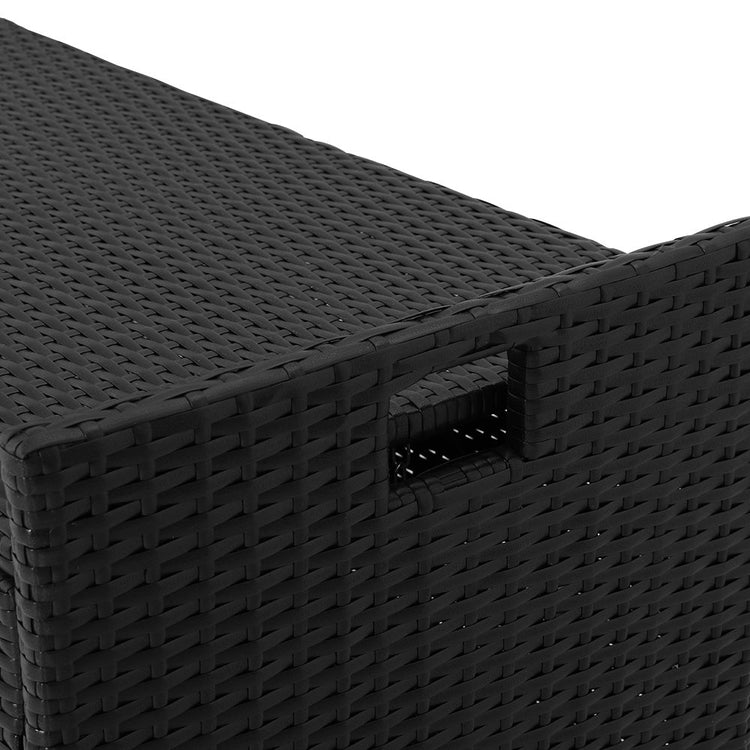 NNEDSZ Gardeon Outdoor Storage Bench Box Wicker Garden Sheds Tools Cushion Patio Furniture Black-3