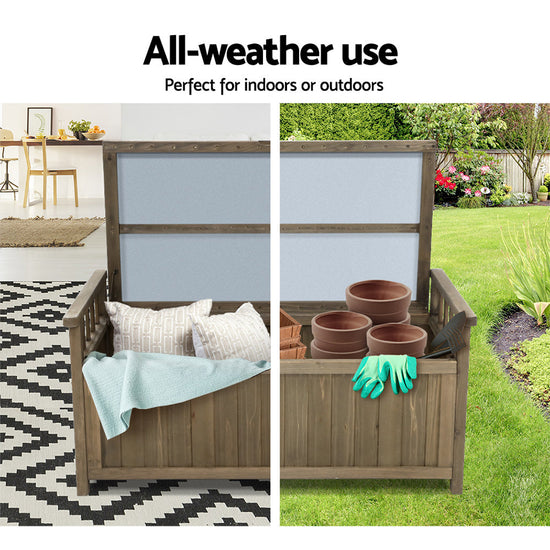 NNEDSZ Outdoor Storage Box Wooden Garden Bench Chest Toy Tool Sheds Furniture-3