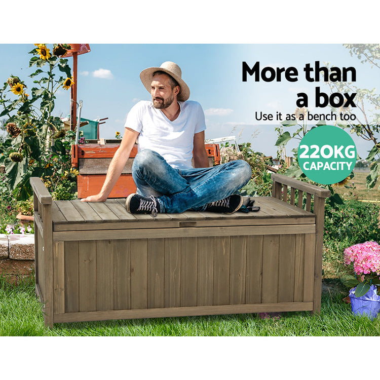 NNEDSZ Outdoor Storage Box Wooden Garden Bench Chest Toy Tool Sheds Furniture-4