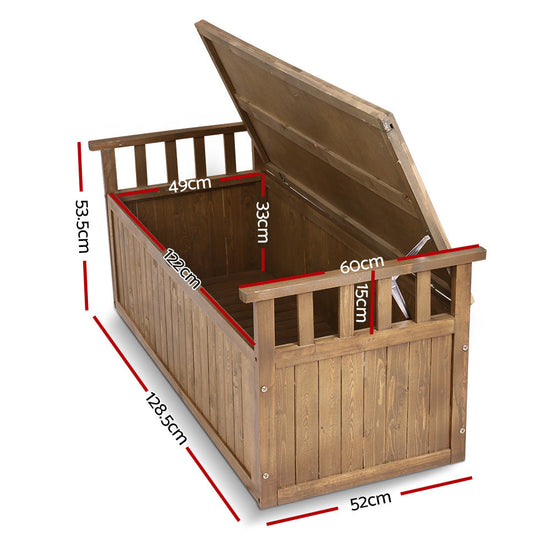 NNEDSZ Outdoor Storage Box Wooden Garden Bench 128.5cm Chest Tool Toy Sheds XL-1