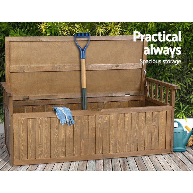 NNEDSZ Outdoor Storage Box Wooden Garden Bench 128.5cm Chest Tool Toy Sheds XL-2