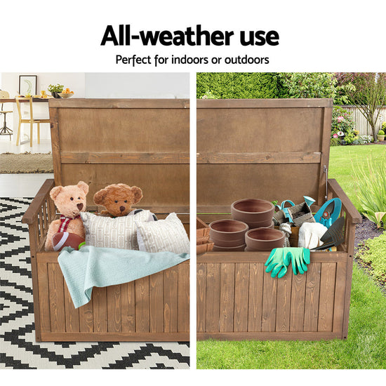 NNEDSZ Outdoor Storage Box Wooden Garden Bench 128.5cm Chest Tool Toy Sheds XL-3