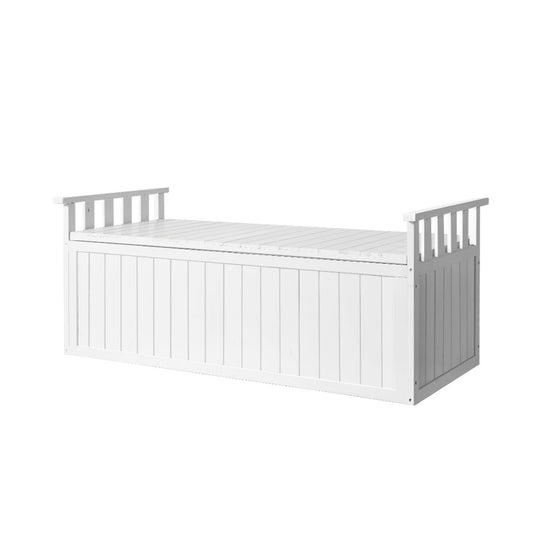 NNEDSZ Outdoor Storage Box Wooden Garden Bench 129cm Chest Tool Toy Sheds XL-0