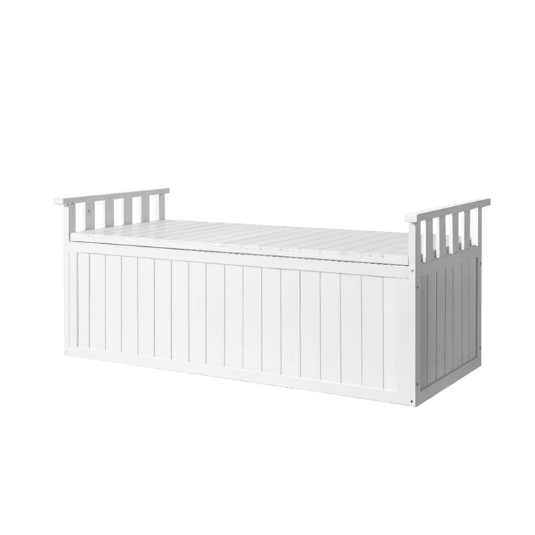 NNEDSZ Outdoor Storage Box Wooden Garden Bench 129cm Chest Tool Toy Sheds XL-0