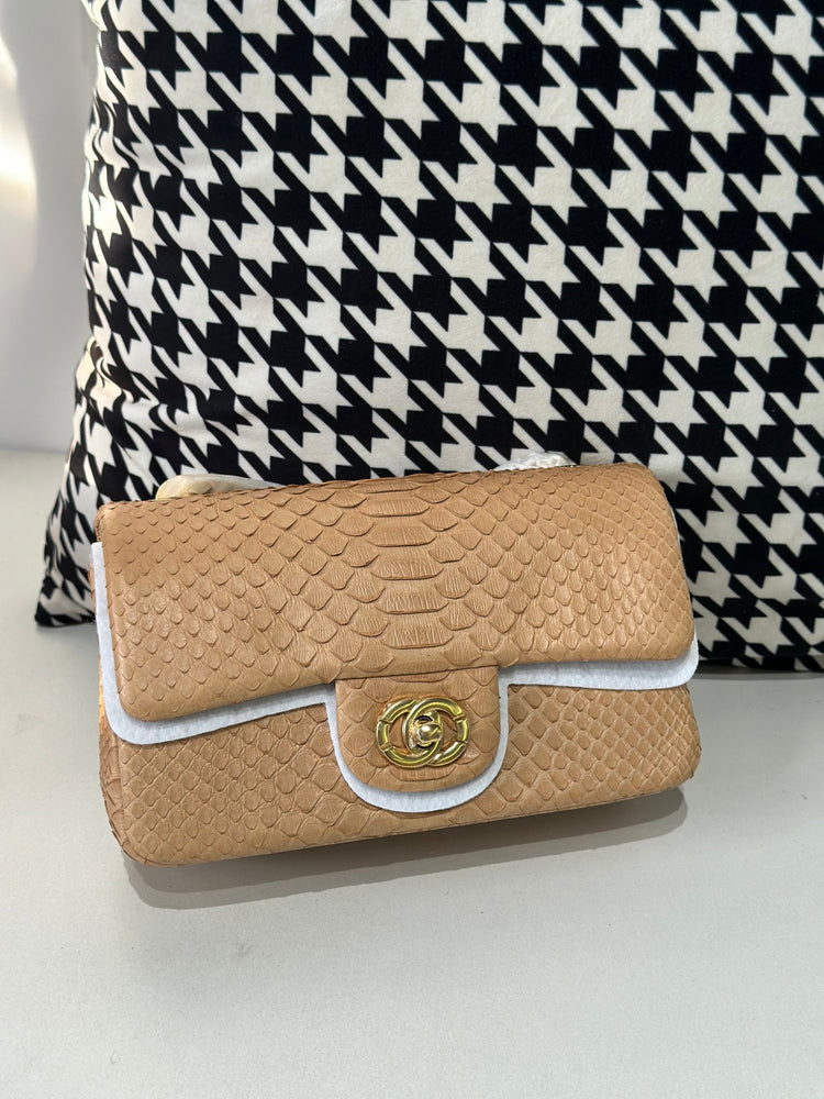 Genuine Python Skin Leather Flap Bag 20cm-6