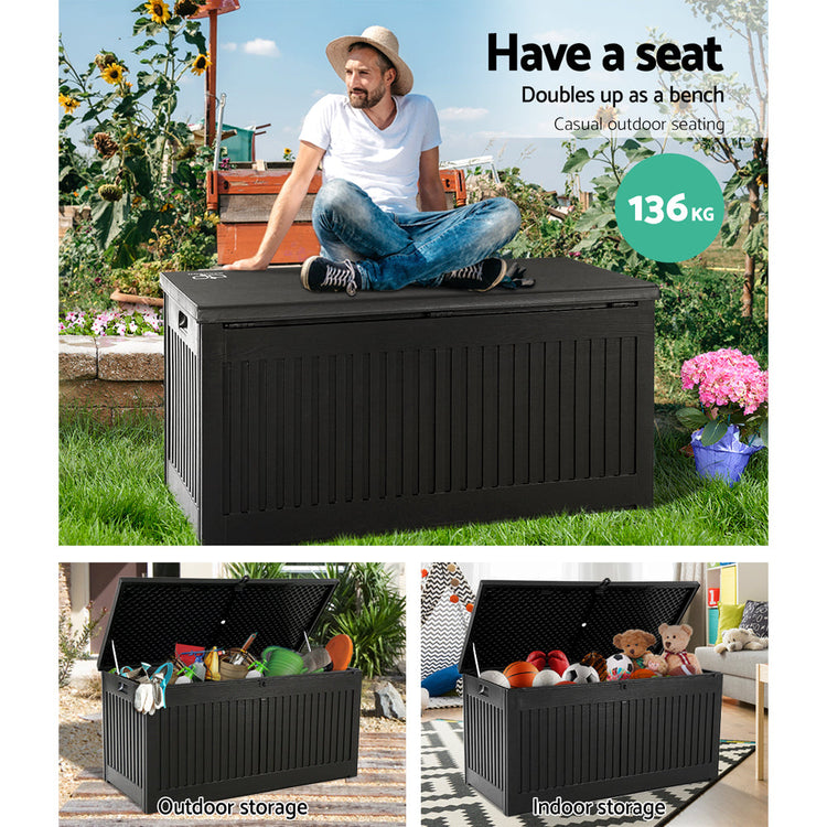 NNEDSZ Outdoor Storage Box Container Garden Toy Indoor Tool Chest Sheds 270L Black-4