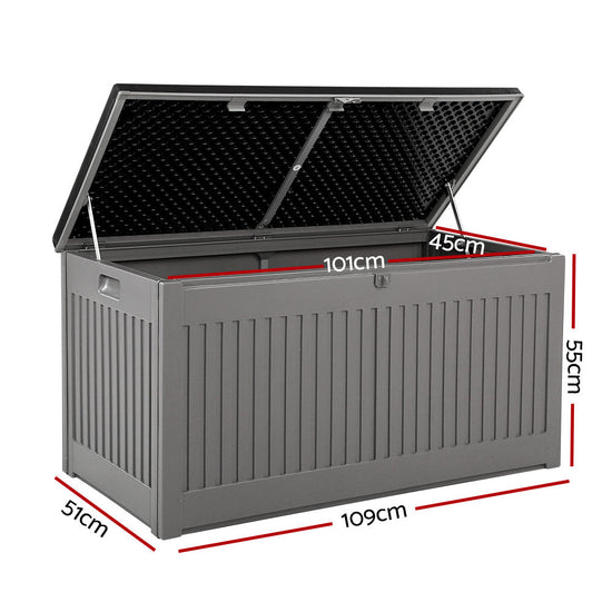 NNEDSZ Outdoor Storage Box Container Garden Toy Indoor Tool Chest Sheds 270L Dark Grey-1