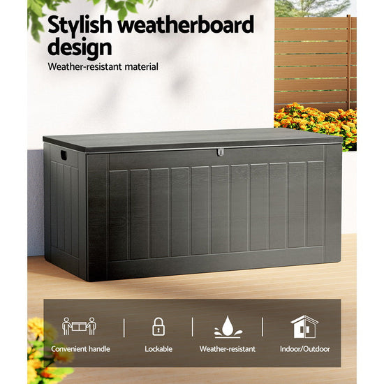 NNEDSZ Outdoor Storage Box 830L Container Lockable Garden Bench Tool Shed Black-3