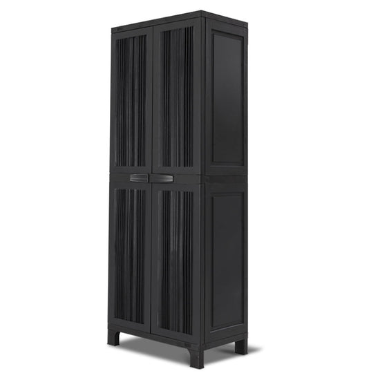 NNEDSZ Outdoor Storage Cabinet Lockable Tall Garden Sheds Garage Adjustable Black 173CM-2