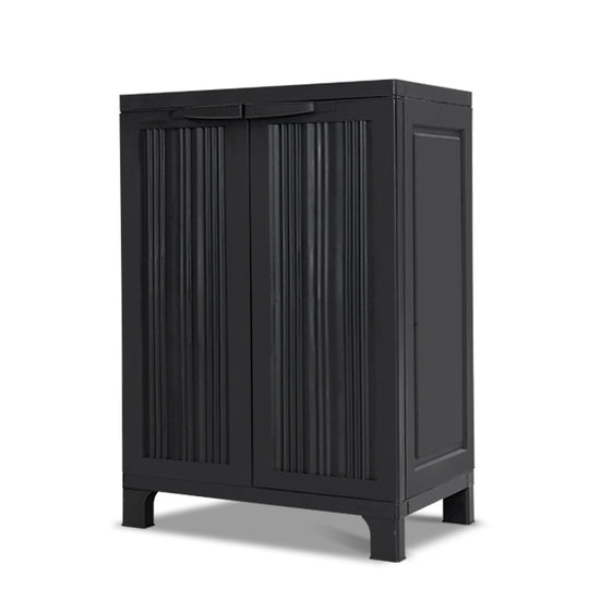 NNEDSZ Outdoor Storage Cabinet Cupboard Lockable Garden Sheds Adjustable Black-2