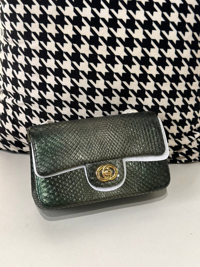 Genuine Python Skin Leather Flap Bag 20cm-7