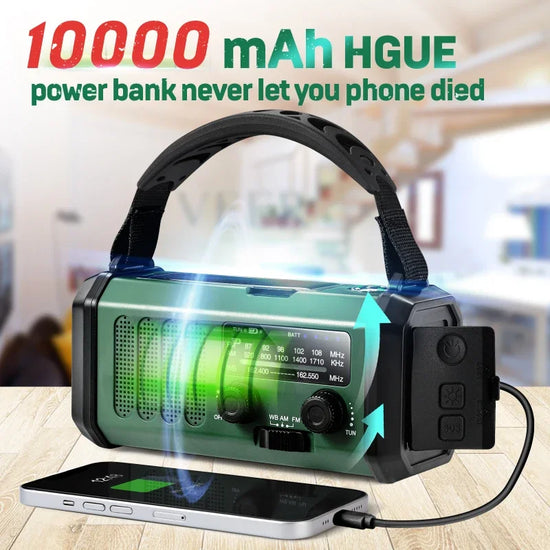 NNEOBA Emergency Weather Radio Solar Hand Crank Green-1