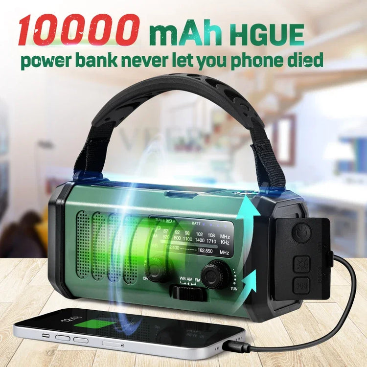 NNEOBA Emergency Weather Radio Solar Hand Crank Green-1