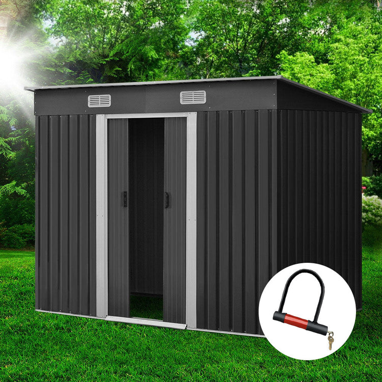 Giantz Garden Shed 2.38x1.31M Sheds Outdoor Storage Tool Metal Workshop Shelter Sliding Door-0