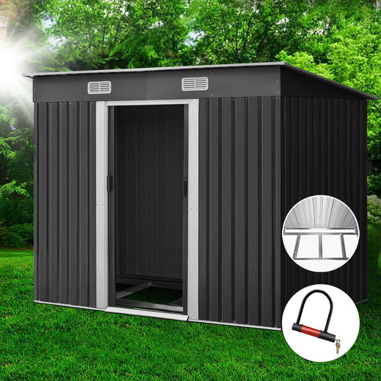 Giantz Garden Shed 2.38x1.31M w/Metal Base Sheds Outdoor Storage Tool Workshop Sliding Door-0