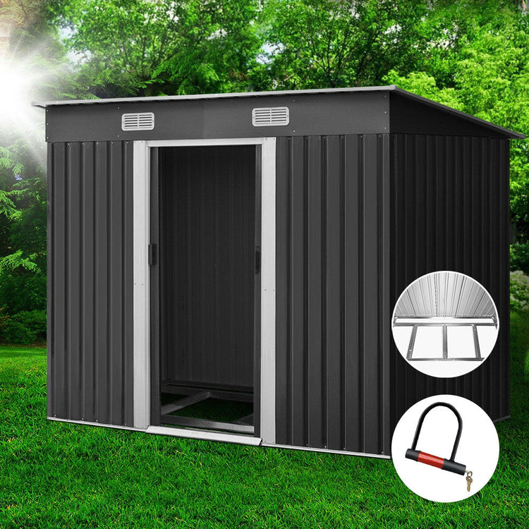 Giantz Garden Shed 2.38x1.31M w/Metal Base Sheds Outdoor Storage Tool Workshop Sliding Door-0
