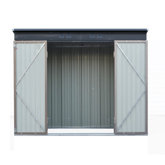 NNEDSZ Garden Shed 2.31x1.31M Sheds Outdoor Storage Tool Metal Workshop Shelter Double Door-2