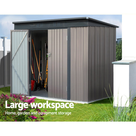 NNEDSZ Garden Shed 2.31x1.31M Sheds Outdoor Storage Tool Metal Workshop Shelter Double Door-3