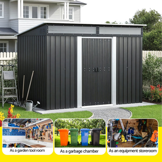 Giantz Garden Shed Outdoor Storage 2.60x1.95M Tool Sheds Workshop House Shelter-3