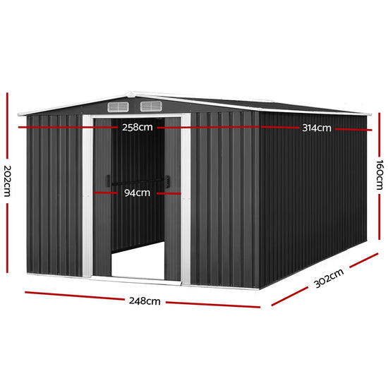 NNEDSZ Garden Shed Outdoor Storage Sheds Tool Workshop 2.58X3.14X2.02M with Base-1